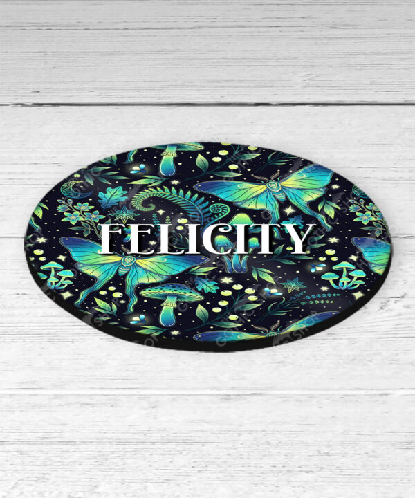19236 personalised green moth gothic witchy coaster 2