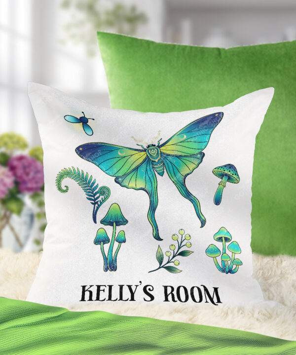 19245 personalised green moth mushroom gothic witchy cushion 1