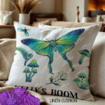 19245 personalised green moth mushroom gothic witchy cushion 2
