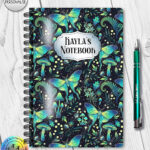 19247 personalised green moth mushroom gothic witchy a5 notebook 1