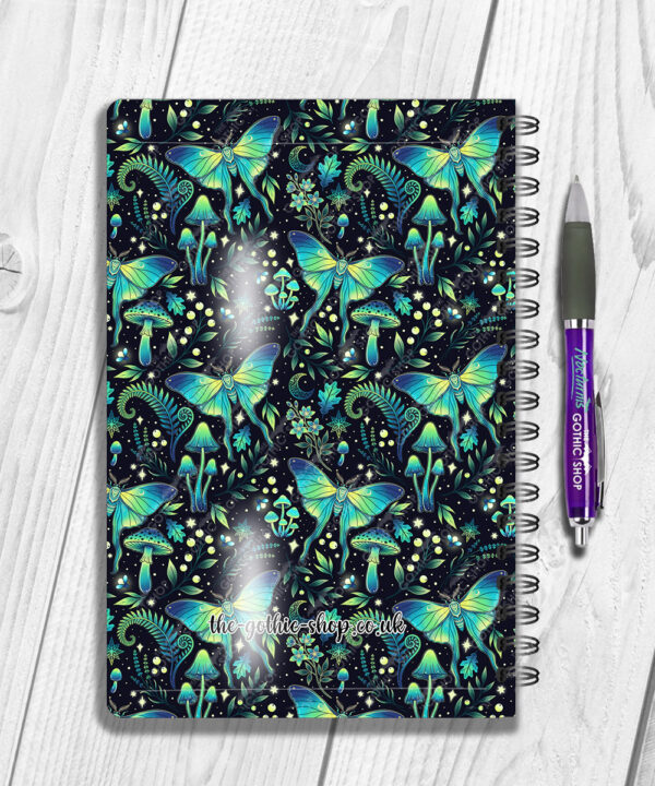 19247 personalised green moth mushroom gothic witchy a5 notebook 2