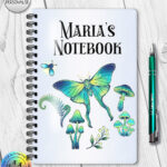 19248 personalised green moth mushroom gothic witchy a5 notebook 1