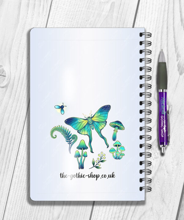 19248 personalised green moth mushroom gothic witchy a5 notebook 2