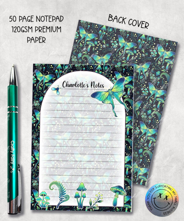 19249 personalised green moth mushroom gothic witchy a6 notepad