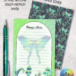 19250 personalised green moth mushroom gothic witchy a6 notepad