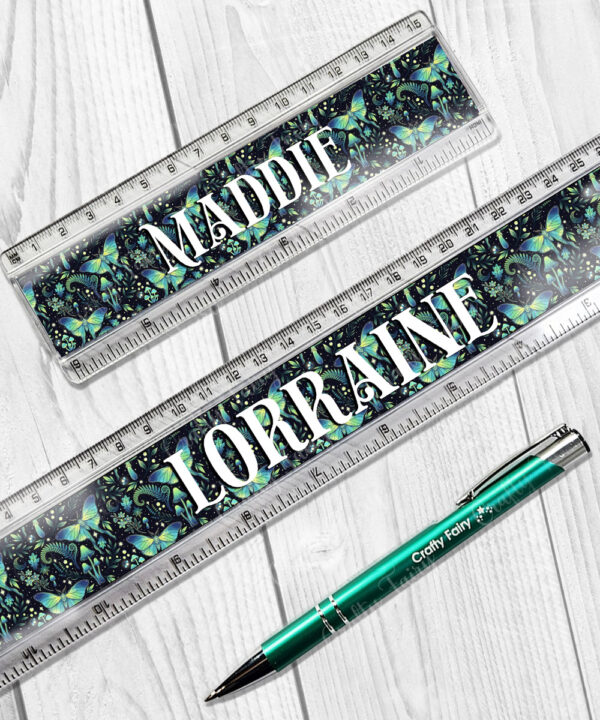 19251 personalised green moth mushroom gothic witchy ruler 1