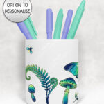 19252 personalised green moth mushroom gothic witchy pen pot 2