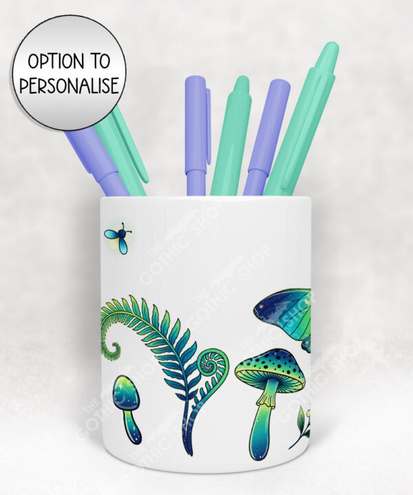 19252 personalised green moth mushroom gothic witchy pen pot 2