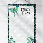 19253 personalised green moth mushroom gothic witchy metal planner