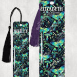 19254 personalised green moth mushroom gothic witchy metal bookmark 1