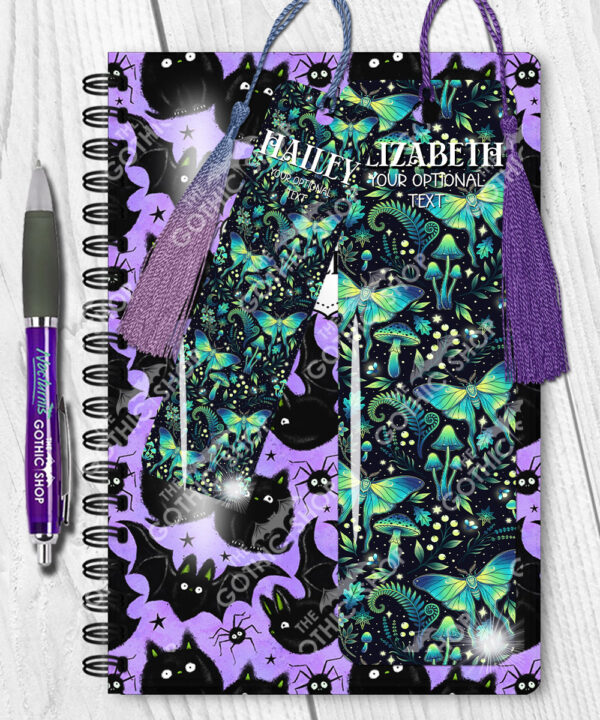 19254 personalised green moth mushroom gothic witchy metal bookmark 2