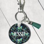 19258 personalised green moth mushroom gothic keyring