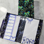 mystic forest purple moths & mushrooms witchy weekly planner & notepad gothic book