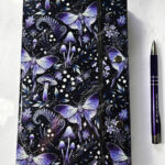 mystic forest purple moths & mushrooms witchy weekly planner & notepad gothic book