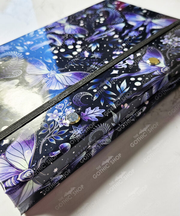 mystic forest purple moths & mushrooms witchy weekly planner & notepad gothic book