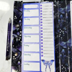mystic forest purple moths & mushrooms witchy weekly planner & notepad gothic book