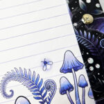 mystic forest purple moths & mushrooms witchy weekly planner & notepad gothic book