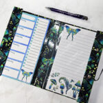 mystic forest green moths & mushrooms witchy weekly planner & notepad gothic book