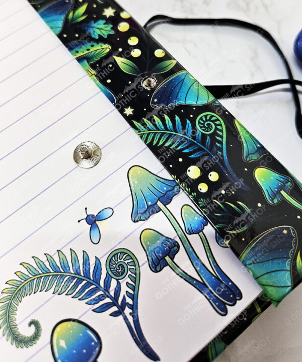 mystic forest green moths & mushrooms witchy weekly planner & notepad gothic book