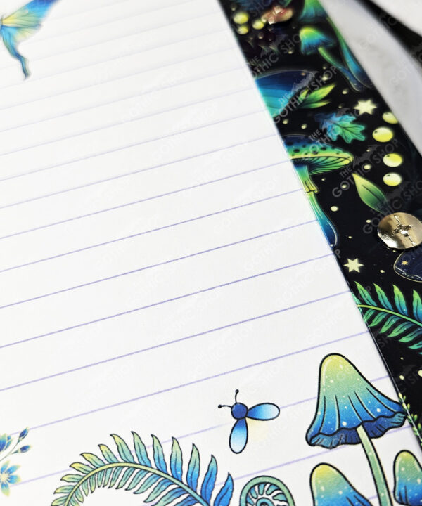 mystic forest green moths & mushrooms witchy weekly planner & notepad gothic book