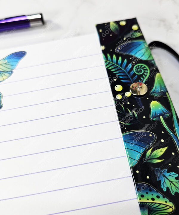 mystic forest green moths & mushrooms witchy weekly planner & notepad gothic book
