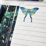 mystic forest green moths & mushrooms witchy weekly planner & notepad gothic book