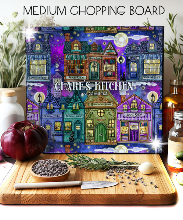 19271 personalised witchy village chopping board 2