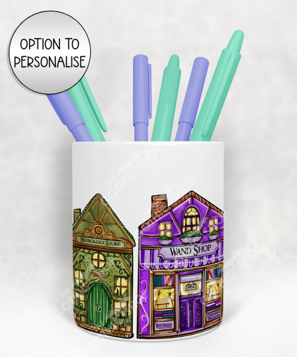 19279 personalised witchy village pen pot 2