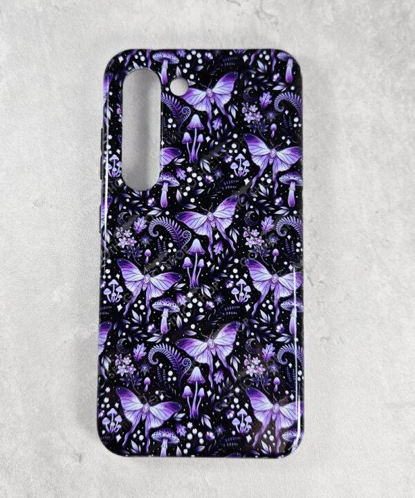 mystic forest green moths & mushrooms witchy gothic gothic phone case for iphone 17, iphone 16, 15, 14, magsafe, samsung galaxy s24, s25