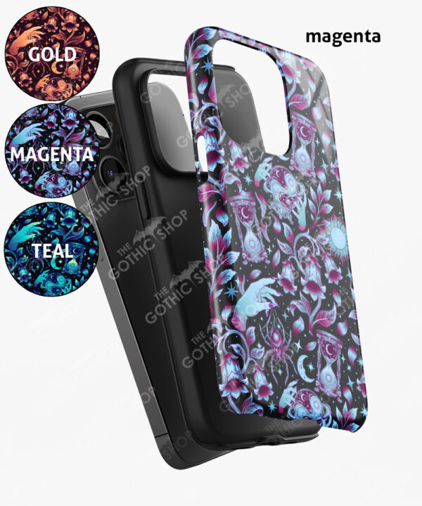cosmic flora celestial witchy phone case for iphone 17, iphone 16, 15, 14, magsafe, samsung galaxy s24, s25
