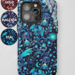 cosmic flora celestial witchy phone case for iphone 17, iphone 16, 15, 14, magsafe, samsung galaxy s24, s25