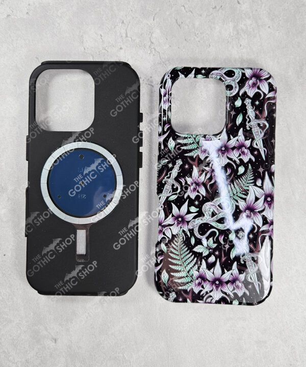 ghost orchid & serpent whimsical phone case for iphone 17, 16, 15, 14, magsafe, samsung s24, s25, pixel
