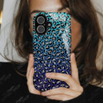 teal and purple leopard print gothic phone case for iphone samsung pixel