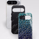 teal and purple leopard print gothic phone case for iphone samsung pixel