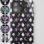 kawaii spooky ghosts bats skulls tough gothic phone case for iphone samsung pixel