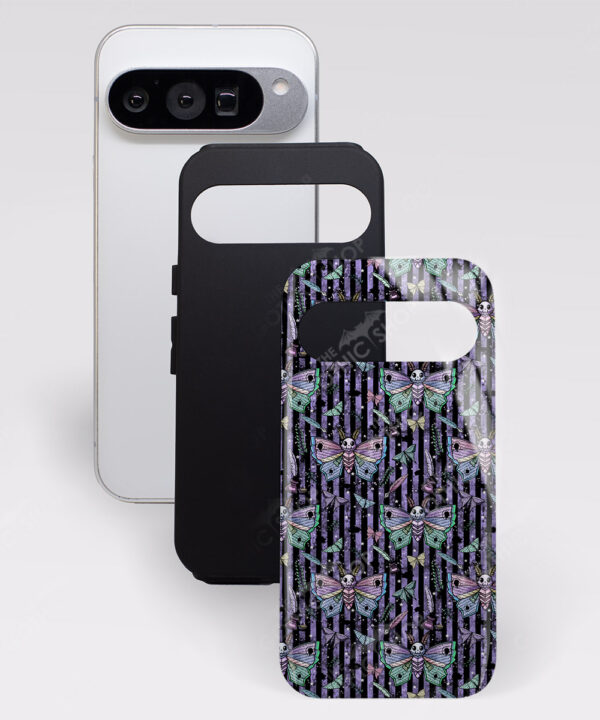 origami death moth tough gothic phone case for iphone samsung pixel