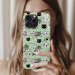 luna cats skulls & cobweb roses witchy goth tough phone case for iphone samsung pixel