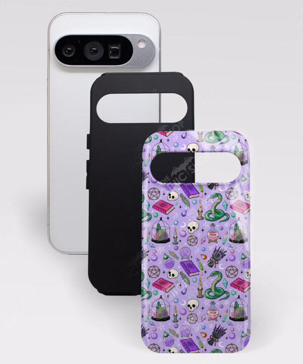 the witch is in witchy purple goth tough phone case for iphone samsung pixel