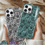 gothic floral lace tough phone case for iphone samsung pixel