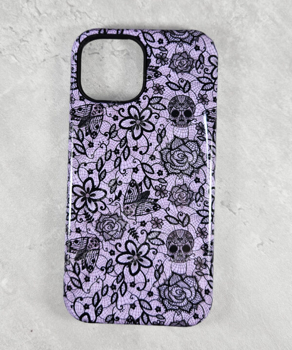 gothic floral lace tough phone case for iphone samsung pixel