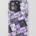 magical patchwork purple gothic tough phone case for iphone samsung pixel