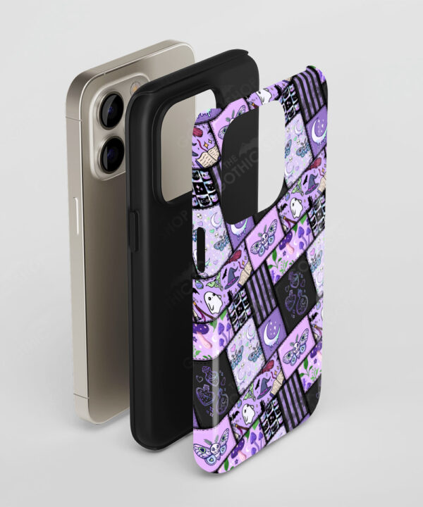 magical patchwork purple gothic tough phone case for iphone samsung pixel