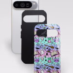 spoopy colour doodle gothic tough phone case for iphone samsung pixel