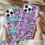 spoopy colour doodle gothic tough phone case for iphone samsung pixel