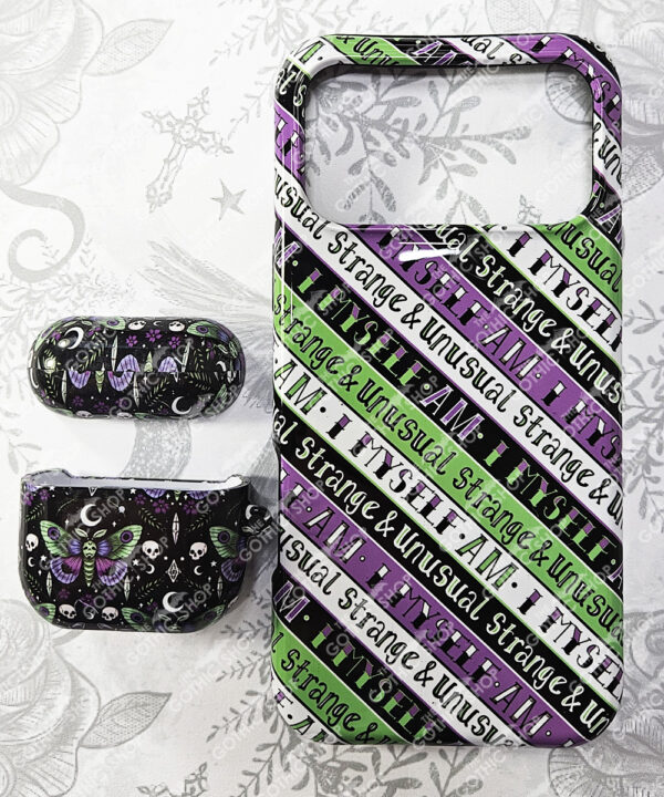 i myself am strange & unusual stripes gothic tough phone case for iphone samsung pixel