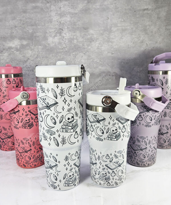 spell books black doodle sketches 20 or 30oz gothic travel tumbler
