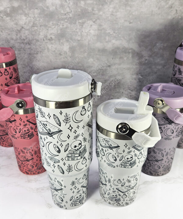 spell books black doodle sketches 20 or 30oz gothic travel tumbler