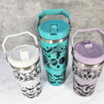 cracked skull & daisies 20 or 30oz gothic travel tumbler