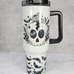 cracked skull, daisies & bats gothic large 40oz stanley style cup