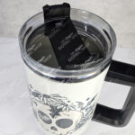 cracked skull, daisies & bats gothic large 40oz stanley style cup